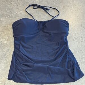 (J35) Merona Deep Blue Halter Swim Top Sz M